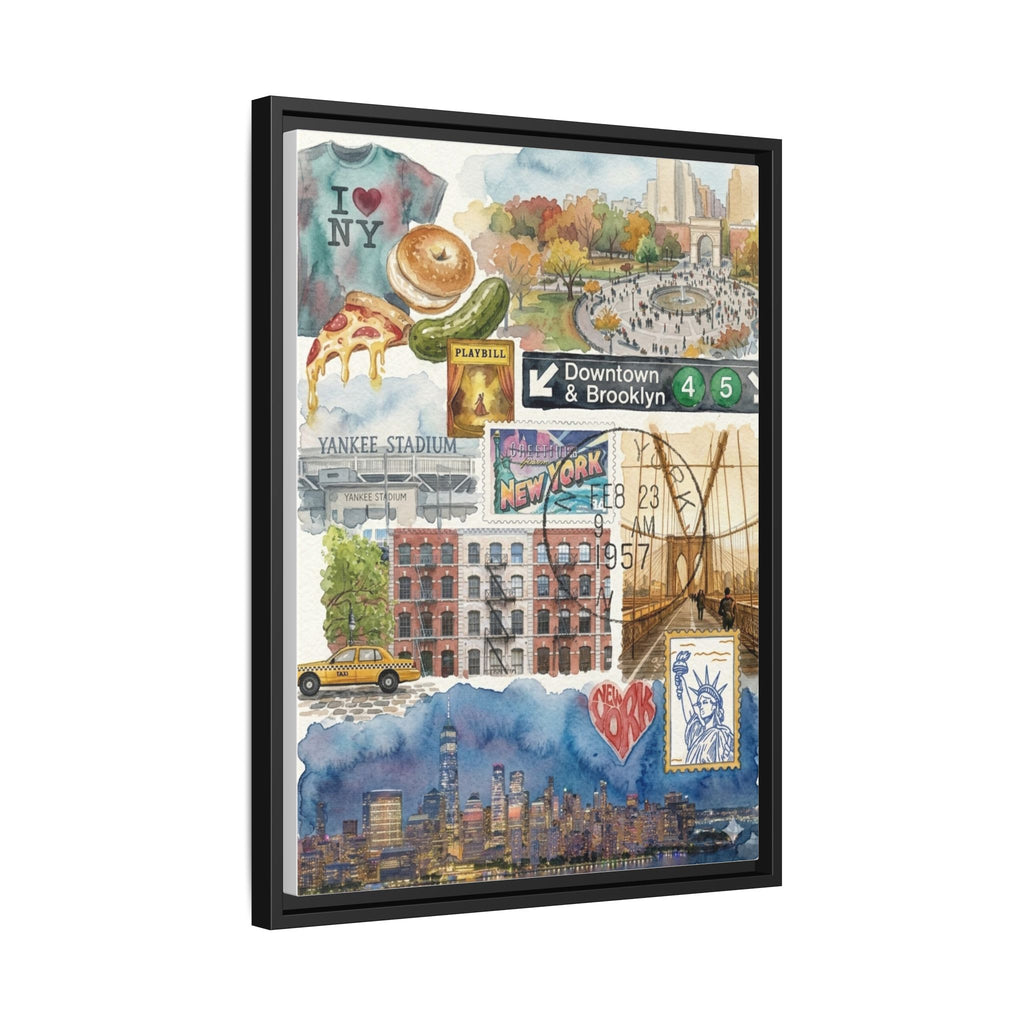 New York City Collage Matte Canvas Print, Framed | NYC Landmarks