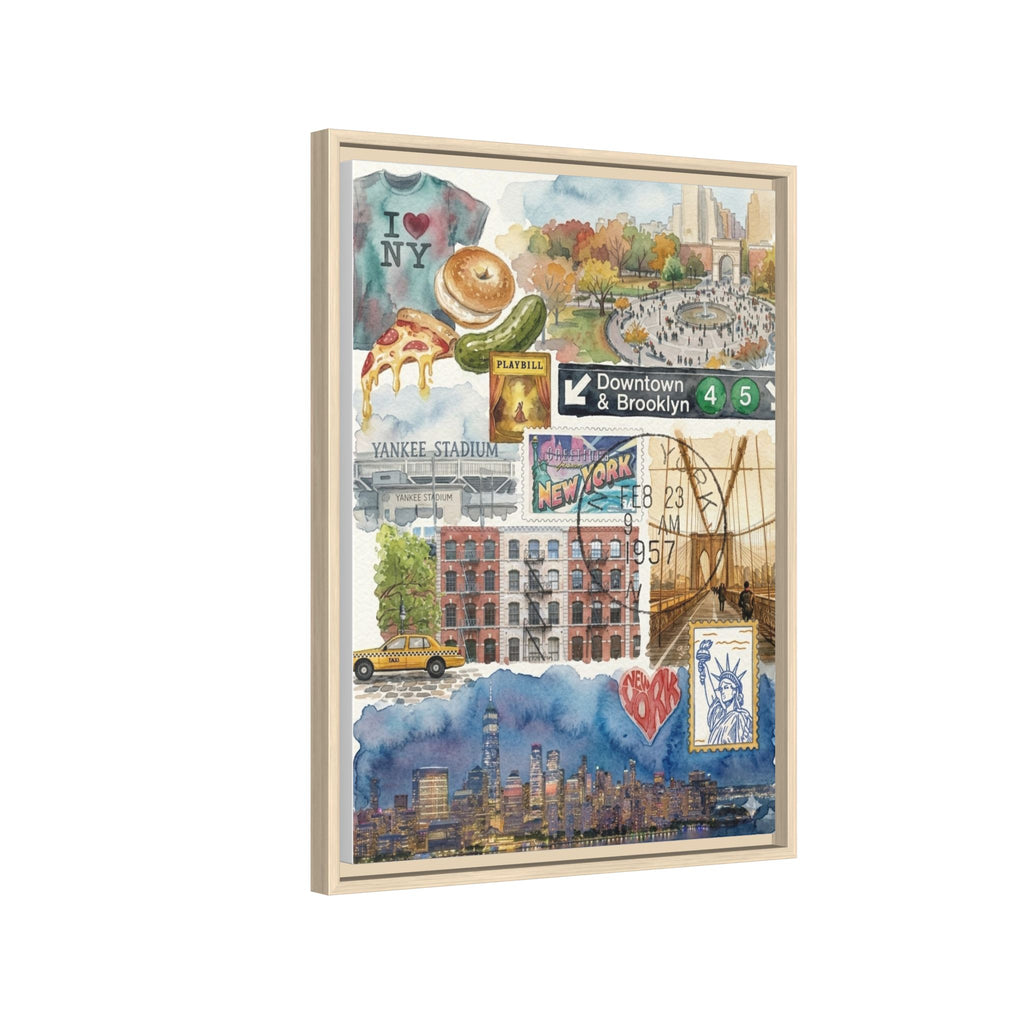 New York City Collage Matte Canvas Print, Framed | NYC Landmarks