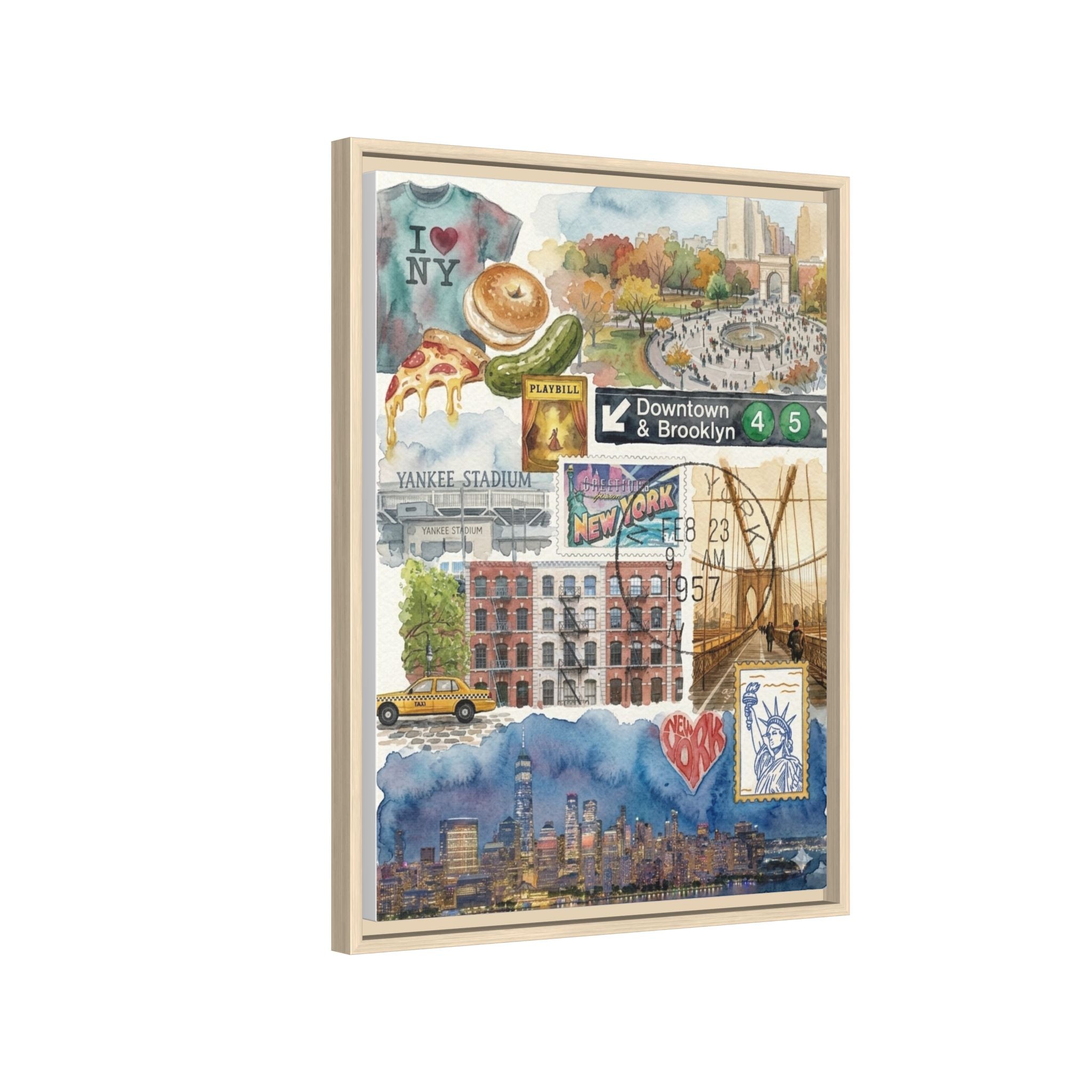 New York City Collage Matte Canvas Print, Framed | NYC Landmarks