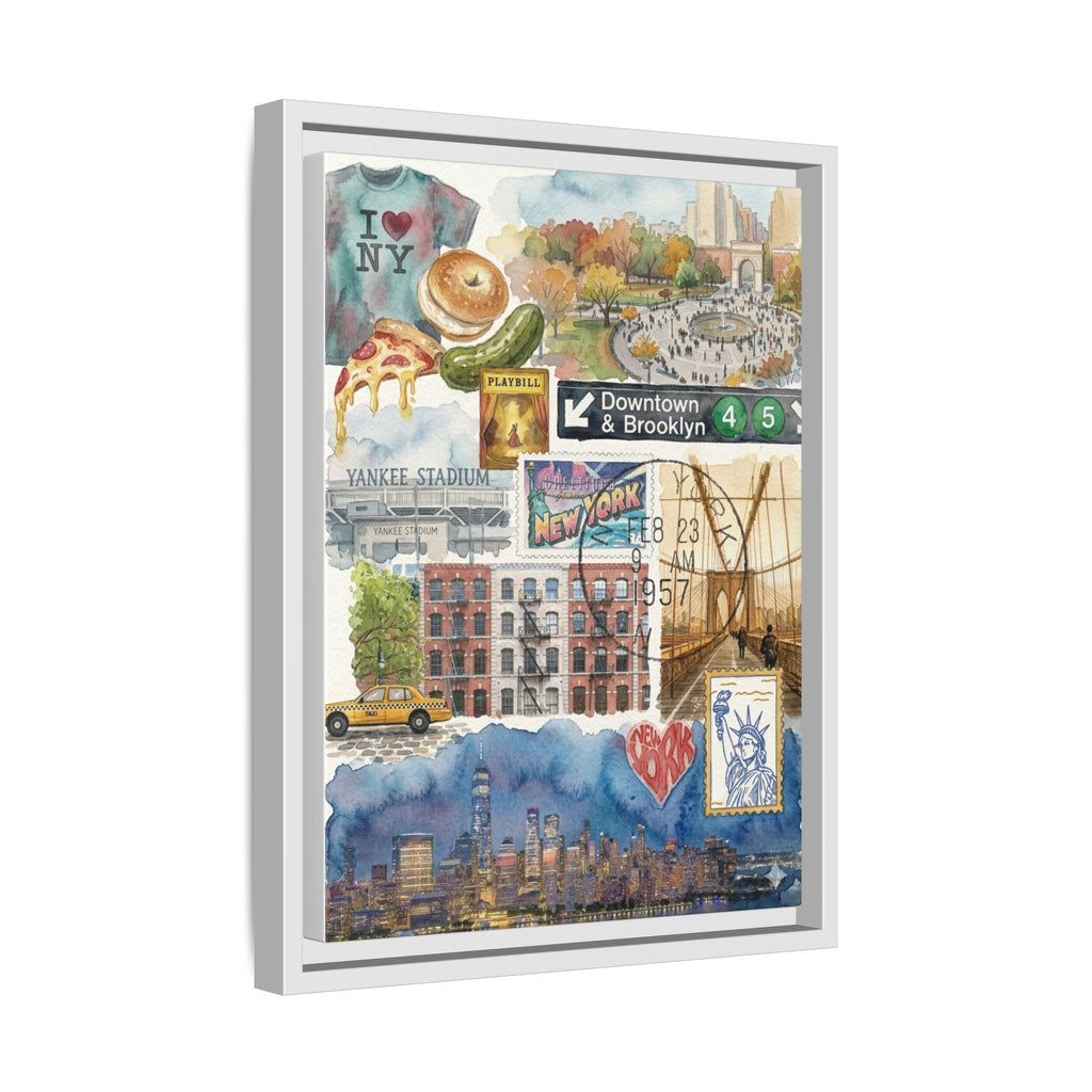 New York City Collage Matte Canvas Print, Framed | NYC Landmarks