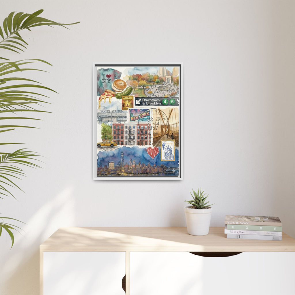 New York City Collage Matte Canvas Print, Framed | NYC Landmarks