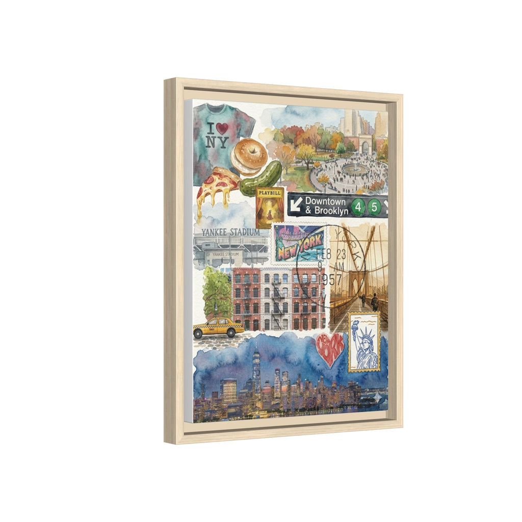 New York City Collage Matte Canvas Print, Framed | NYC Landmarks