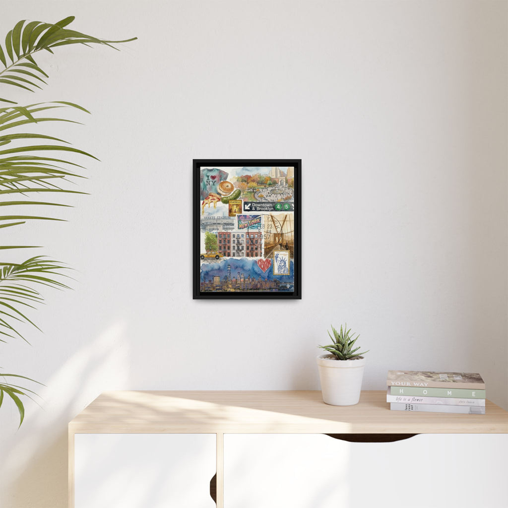 New York City Collage Matte Canvas Print, Framed | NYC Landmarks