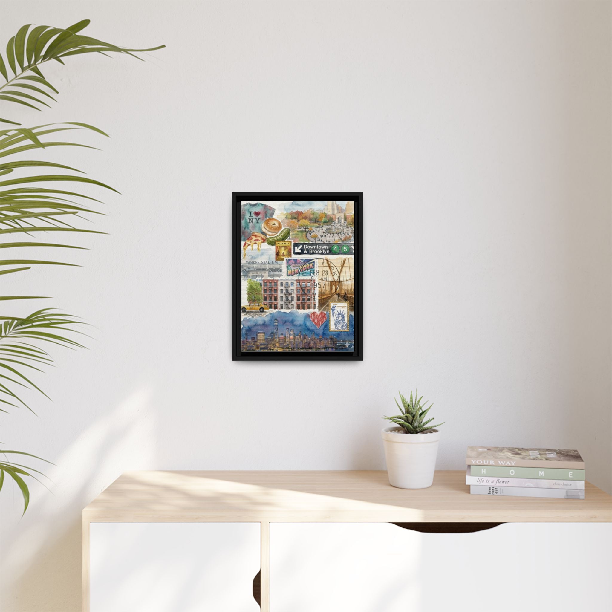 New York City Collage Matte Canvas Print, Framed | NYC Landmarks