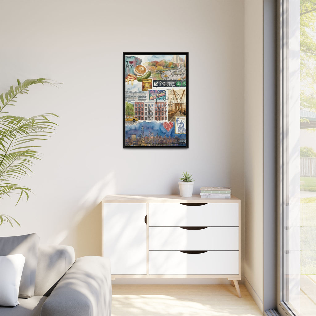 New York City Collage Matte Canvas Print, Framed | NYC Landmarks